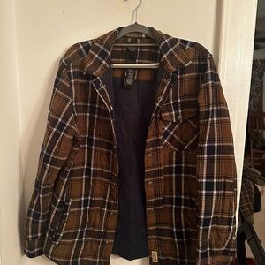 Harley-Davidson Men's Plaid Shirt Jacket - Brown and Navy